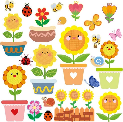 Sunflower Bulletin Board Set Decorations Spring Sun Flowers Cutouts Back to School Decor for Summer Classroom and Party...