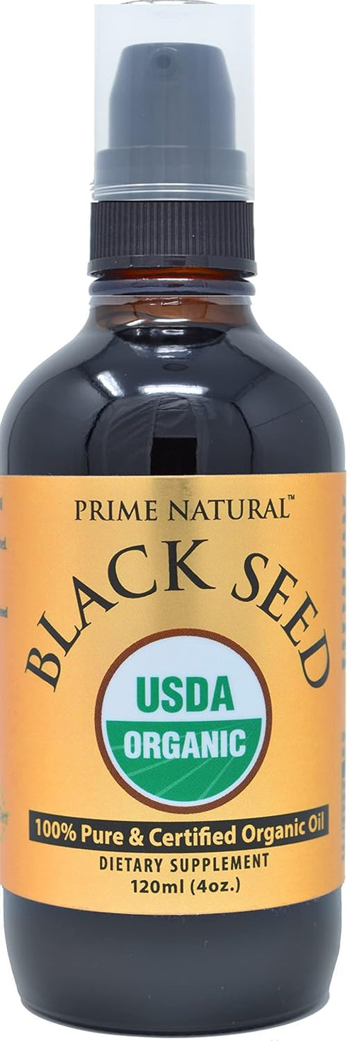 Organic Black Seed Oil 4oz - Cold Pressed Unrefined High Thymoquinone 1.7% USDA Certified - Turkish Origin Potent Nigella Sativa Liquid - Vegan Om...