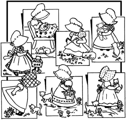 Bonnie Bonnet Aunt Martha's Hot Iron Embroidery Transfer...