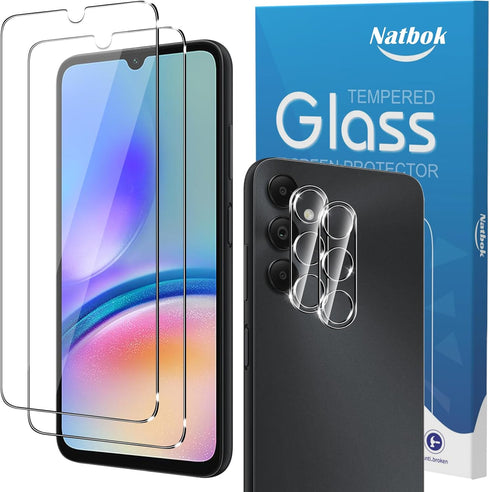 2+2 Pack for Samsung Galaxy A05s(Not A05) Screen Protector with Camera Lens Protector,Full Coverage 9H Tempered Glass Film,HD Clear Scratch Resist...