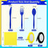 Domensi 24 Set Yellow Cartoon Theme Party Plastic Cutlery Set Include Blue Disposable Plastic Spoons Forks Knives Yellow Paper Napkins Satin Ribbo...