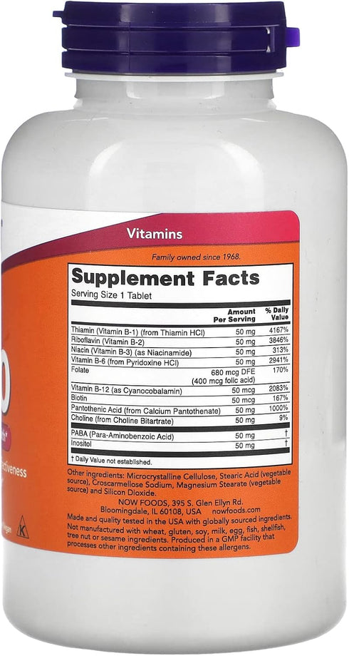 NOW Supplements, Vitamin B-50 mg, Energy Production*, Nervous System Health*, 250 Tablets...