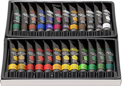 RoseArt Premium Paint Set – 24 Count Acrylic Paints for Canvas, Wood, Ceramic and Fabrics – Craft Painting Supplies for Casual to Professional Art...