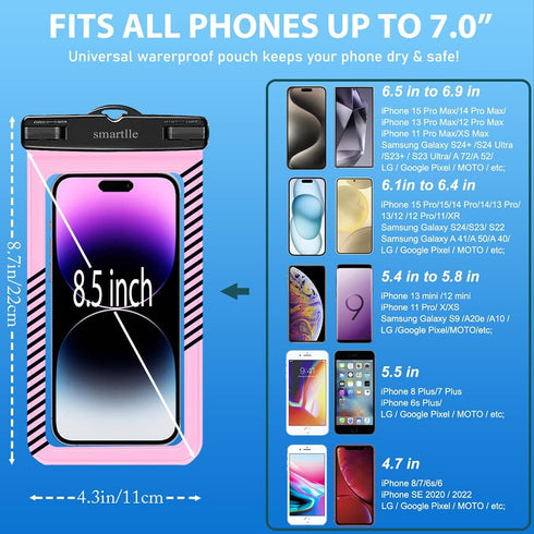 Waterproof Phone Pouches Bags Holder, Cell Phone Water Protectors Pouch Bag 2 Pack for Swimming, IPX8 Water Proof Phone Cases pouch for iPhone 15 ...