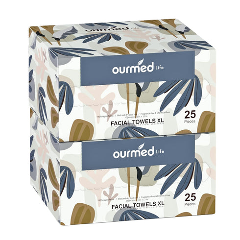 Ourmed Life Disposable Face Towel | Portable Lint-Free Biodegradable Towels | Dry Makeup Remover Clean Wipes | Super Soft & Thick for Sensitive Sk...