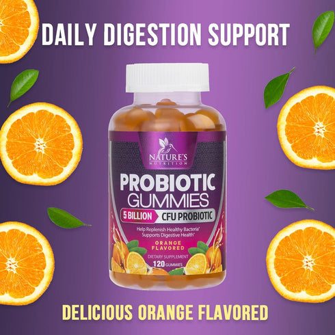 Probiotic Gummies for Digestive Health, Daily Probiotics for Women & Men, 5 Billion CFUs, Nature's Pro Biotics Gummy for Immune Support, Digestive...