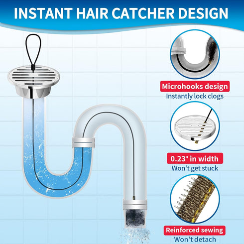 30 Inches Sink Snake Drain Clog Remover, Upgraded Anti-break Steel Plumbing Snake with Nylon Coating, Drain Hair Remover for Shower Drain, Bathroo...