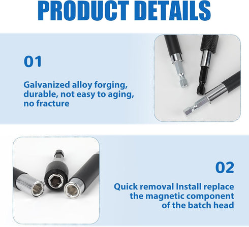 Magnetic Drill Extension Bit Holder, Set of 3 Magnetic Screw Holder Screw Drive Guide Drill Bit Tip Holder Impact Bit Holder Extension Drill Screw...