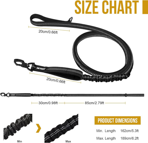 OneTigris 6ft Dog Leash, Heavy Duty Leash with 2 Padded Handle – Pet Training Lead with Reflective Double Handle for Traffic Control Safety, Perfe...