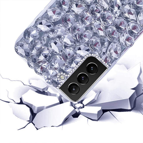Bonitec Compatible with Galaxy S21 Case 3D Glitter Sparkle Bling Case Luxury Shiny Crystal Rhinestone Diamond Bumper Clear Gems Cute Protective Gi...