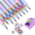 32PCS Eco-friendly Wood & Plastic Free Recycled Rainbow Paper Pencils #2 HB Pencils Number 2 Pencils Erasers Toppers with Pencil Sharpener, Macaro...