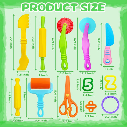 Playdough Tools 55 PCS Play Dough Tools Set for Kids, Play Dough Accessories Plastic Playdough Alphabet Numbers Shapes Cutters,Playdough Rollers,D...