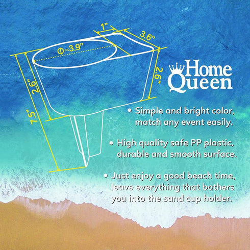 Home Queen Beach Cup Holder with Pocket, Multifunctional Sand Cup Holder for Beverage Phone Sunglass Key, Beach Accessory Drink Sand Coaster, Set ...