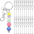 20 Pieces Beadable Keychains Bars - DIY Silver Blank Beadable Keychains Bulk - Keychain Bars for Beads Suitable for Silicone & Rubber - Beaded Key...
