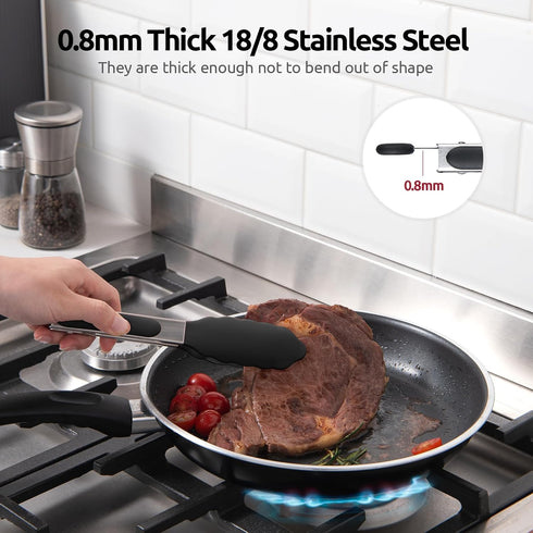 600ºF Heat Resistant Kitchen Tong: U-Taste 7 inch Silicone Cooking Tong with Firm Sealed Non Stick Rubber Tips & Silicon Coated 18/8 Stainless Ste...