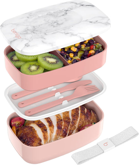 Bentgo Classic - Adult Bento Box, Stackable 3-Compartment Lunch Box with Removable Utensil Set and Sealing Strap, BPA-Free, Food Container Ideal f...