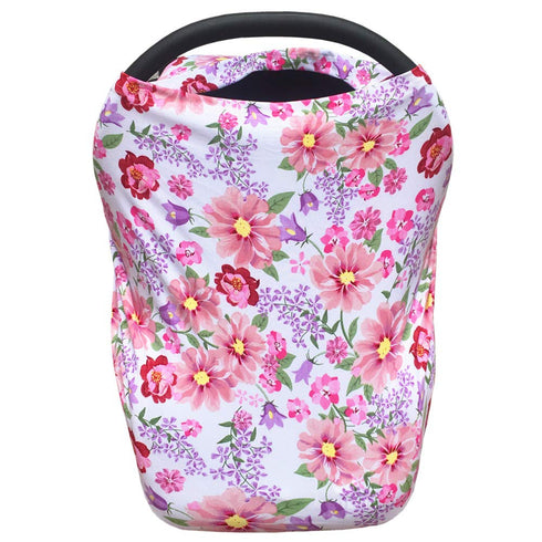 Baby Car Seat Canopy Extra Soft and Stretchy Purple and Pink Floral Nursing Cover...