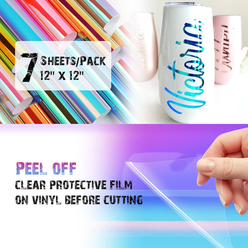 TECKWRAP Holographic Opal Craft Vinyl 12" x 12" 7 Sheets/Pack for Craft Cutters,Sign Plotters...