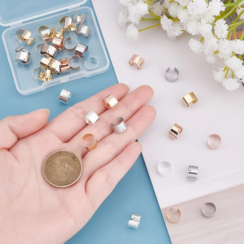 DICOSMETIC 60Pcs Cuff Earrings Findings Cartilage Cuff Earring Non-Pierced Wrap Earring Adjustable Stainless Steel Clip-on Earring Cuffs with Loop...