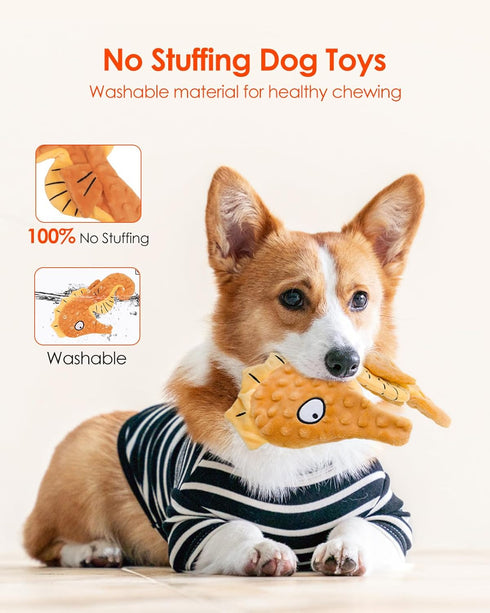 HGB Squeaky Dog Toys, No Stuffing Crinkle Plush Dog Toys for Small Medium Large Breeds, Interactive Dog Chew Toys for Aggressive Chewers, Puppy Te...