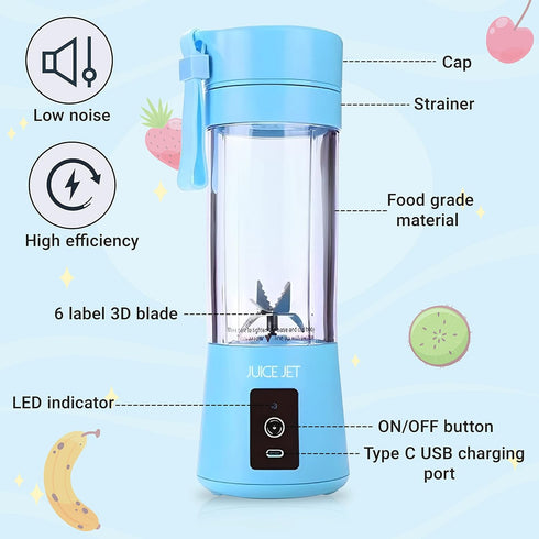Portable Blender, Mixer, USB Rechargeble, Personal Blender, Handheld Blender, Travel, Gym, Home, Outdoor, Office (Blue)...