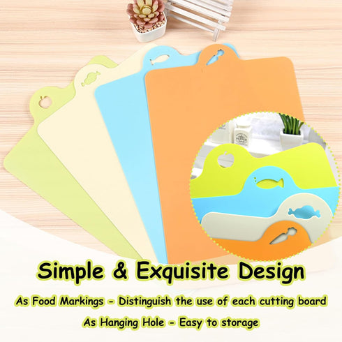 Cutting Boards for Kitchen, Flexible Plastic Cutting Board Mats with Food Icons, BPA-Free, Dishwasher Safe Cutting Mat for Meat, Fish, Fruit and V...