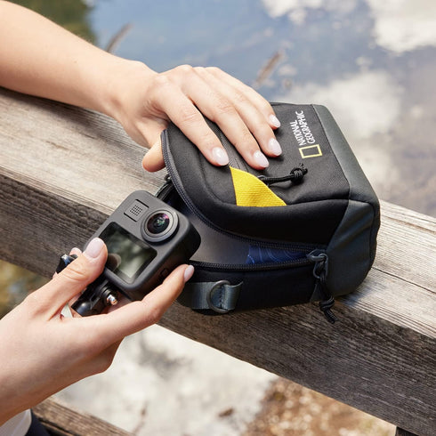 National Geographic Camera Pouch for Compact Cameras, Action Camera, 360 Cameras, or Small Accessories, Integrated Belt Loop, Detachable Strap, Ul...
