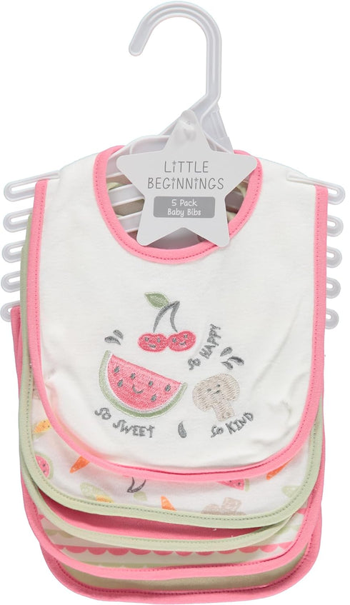 Cudlie 5-Pack Baby Bibs for Drooling Teething and Feeding Infants - Baby Drool Bibs for Baby Girl - Newborn Accessories & Baby Shower Gifts, Fruit...