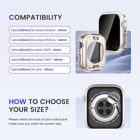Goton 2 in 1 Privacy Waterproof Apple Watch Case for Series 6 5 4 SE/SE 2nd Screen Protector 40mm, Front Anti Spy Tempered Glass Face Cover + Back...