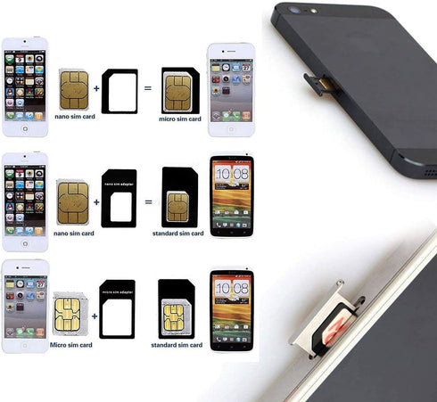 New Nano and Micro Sim Adapter with Eject Pin Needle - 10 Pack...
