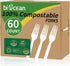 100% Compostable Forks 60 Count Disposable Forks Heavy Duty Utensils Set Fork Silverware Eco Friendly Flatware Plastic Free for Party Camping Picn...