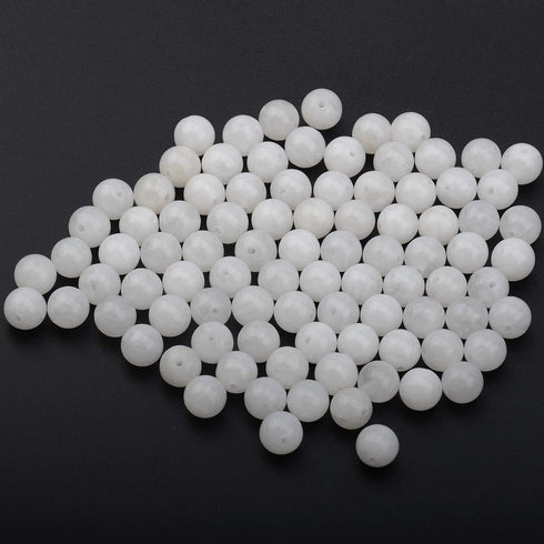 LPBeads 100PCS 8mm Natural White Jade Beads Gemstone Round Loose Beads for Jewelry Making with Crystal Stretch Cord...