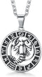 Zodiac Sign Pendant Necklaces for Women Men Stainless Steels Leo Constellation Horoscope Medallion Retro Celestial Astrology Jewelry...