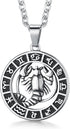 Zodiac Sign Pendant Necklaces for Women Men Stainless Steels Leo Constellation Horoscope Medallion Retro Celestial Astrology Jewelry...