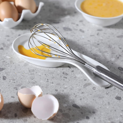 Porcelain Spoon Rest Large Spoon Holder Utensil Rest for Kitchen Counter Stove Top, Dishwasher Safe (White)...