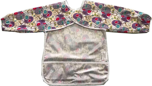 MUMBABY Baby Bib Sleeved Shirt with Pocket 1-3 Years Old Toddler Smock, Waterproof and Washable (Swirl Purples)...
