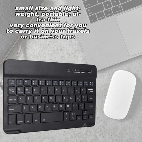 Russian English Keyboard, 7 Inch Rechargeable Ultra Thin Russian Wireless Bluetooth Keyboard for Smart Phone, Tablet Computer, Low Consumption and...
