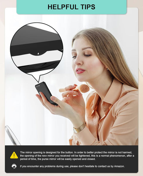 wobsion Small Compact Mirror,1x/2x Travel Magnifying Mirror,2-Sided Handheld Portable Folding Mirror,Mini Makeup Mirror for Purse,Pocket,Gifts,Squ...