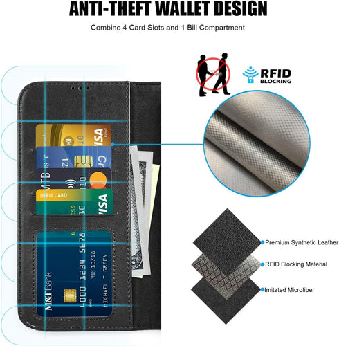 for iPhone 14 Pro Max Wallet Case,Detachable Flip Folio Cover RFID Blocking 4 Card Slots Holder Premium PU Leather Magnetic Kickstand Protective P...