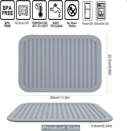 Silicone Trivets for Hot Dishes Pots&Pans, Hot Pads for Kitchen, Flexible Small Drying Mat, Large 12x9 Pot Holders, Heat Resistant Mat Quartz Coun...