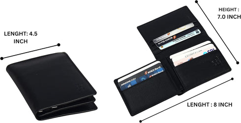 Halsey Unisex Adults Slim Leather RFID Protected Leather Wallet | Handcrafted Ultra Strong Stitching | Card Slots | Transparent ID Window | Multi-...