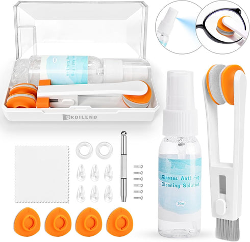 Glasses Cleaning Kit Eyeglass Cleaner - Portable Glasses Cleaner Tool with Lens Cleaners Spray (Anti Fog), Glasses Repair Kit with Screws, Travel ...