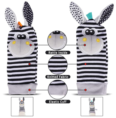 Baby Rattle Socks Wrist Strap Rattles Set, Cute Baby Animal Development Toy Gift for Newborn Babies, Black and White Foot Finder Sensory Set…...