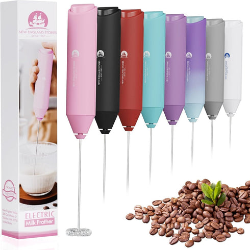 Powerful Milk Frother Handheld Foam Maker, Mini Whisk Drink Mixer for Coffee, Cappuccino, Latte, Matcha, Hot Chocolate, No Stand, Pink...