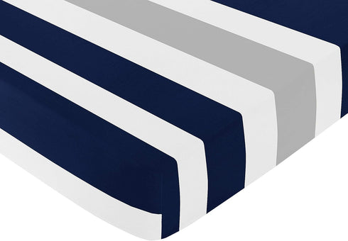 Fitted Crib Sheet for Navy and Gray Stripe Baby/Toddler Bedding - Stripe Print...