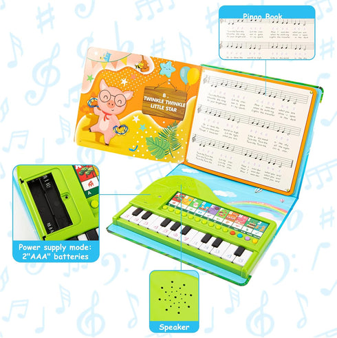 Longfypeng Piano Book Toddler Toys Educational Music Keyboard Piano Toys, Musical Instruments Toys Present for Kids Ages 3 4 5 6 Year Old Boy and ...