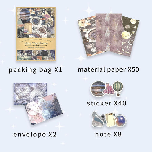 100Pcs Scrapbook Craft Paper Kit for Scrapbook Journaling Supplies,Scrapbook Space Stickers Aesthetic for Scrapbooking Supplies,Bullet Junk Journa...