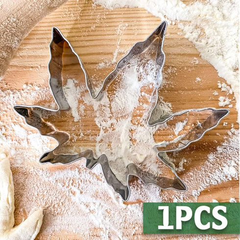Marijuana Leaf Plant Cookie Cutter Stainless Steel 4" Smoke Pot Joint Leaf Bud Cake Mold for DIY Pastry Bakeware Brownie Biscuit Clay Mould Decora...