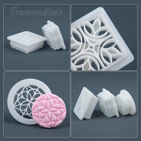 Framendino, 3 Pack Polymer Clay Cutters Vintage Pattern Polymer Clay Molds Retro Geometric Flower Clay Earring Cutters for Polymer Clay Jewelry Ma...