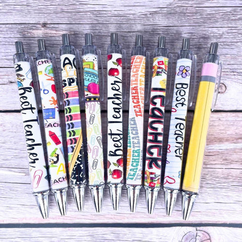 YJ PREMIUMS 8PC Teacher Pen | Fun Cute Funny Cool Best Pens for Teacher Set Pack Teach Love Inspire Writing School Sayings Preschool Appreciation ...
